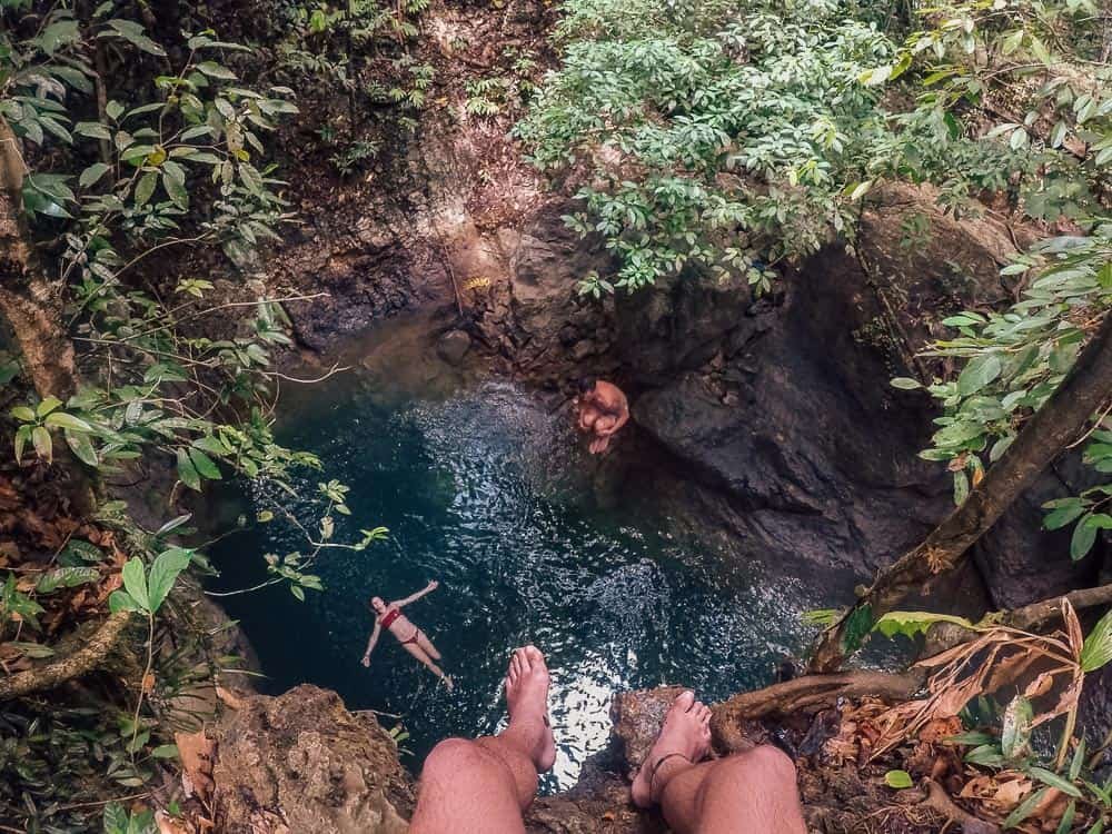 about to jump in tayangban cave pool