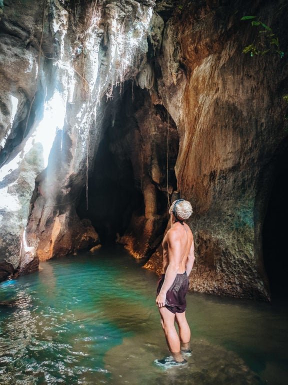 Looking at the bats inside tayangban cave pool